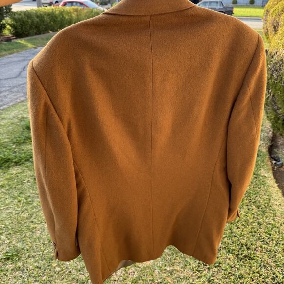 VINTAGE Z CLOTHING BRENTWOOD CALIFORNIA MENS 46” COGNAC BROWN WOOL BLEND BLAZER - Picture 2 of 13